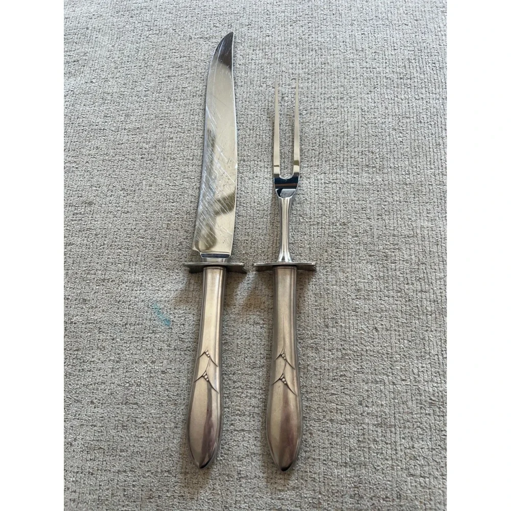 Community Stainless Oneida Debonair Carving Set Vintage Knife and Fork 2 Piece